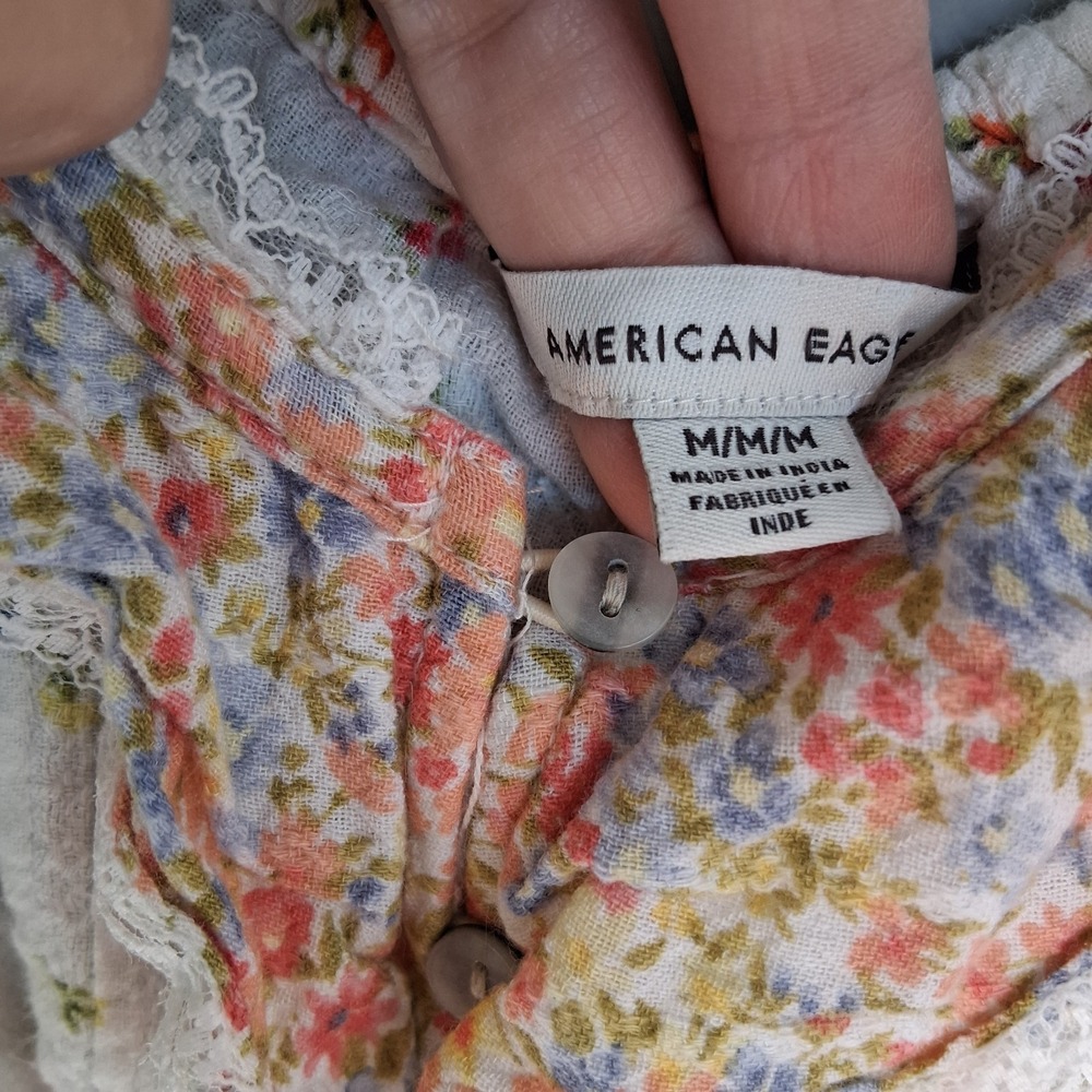Hippie Boho Festival Crop Top Ditsy EUC M Floral - Picture 3 of 5